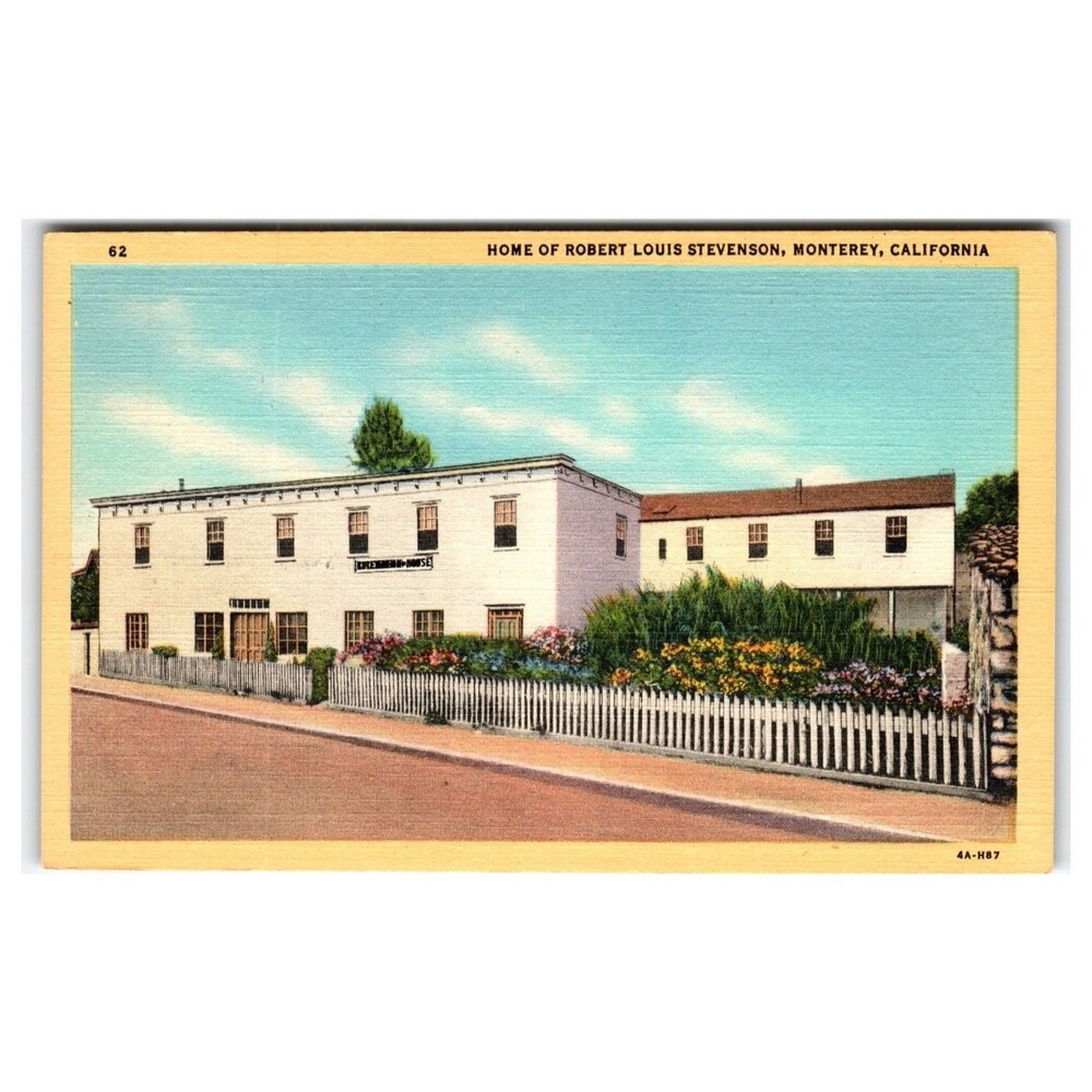 Robert Louis Stevenson House Monterey CA Linen Postcard 1930s C.T. Art-Colortone